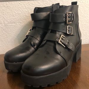 Torrid Platform Heeled Buckle Boots (Size 8.5W)